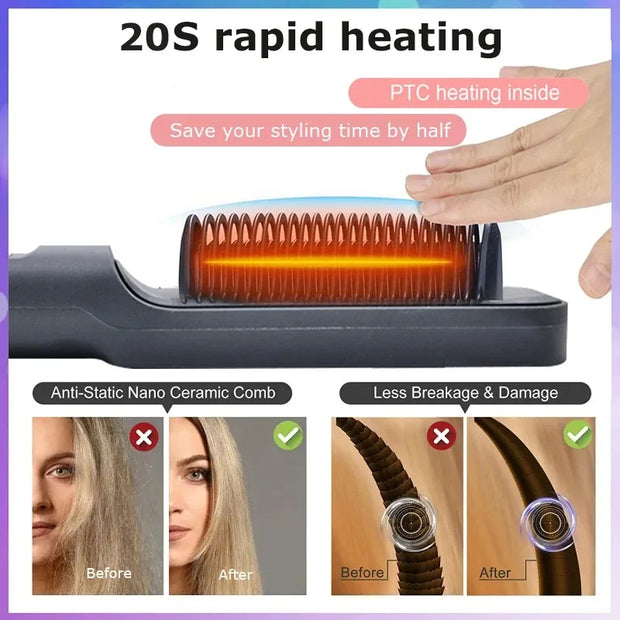 Electric Hot Comb Multifunctional Straight Hair Straightener