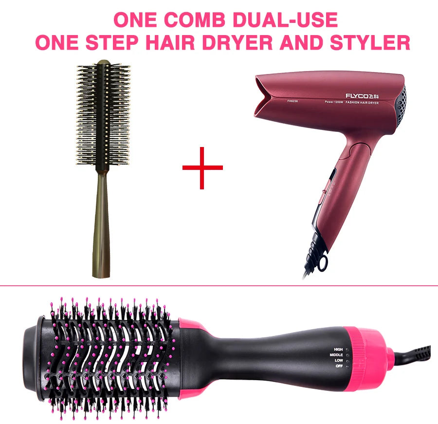 Hair Dryer Brush 3-In-1 Round Hot Air Spin Brush For Styling Frizz Control Blow Volumizer One-Step Auto-Rotating Curling Brush