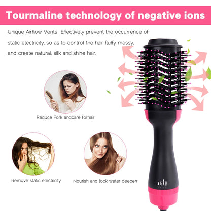 Hair Dryer Brush 3-In-1 Round Hot Air Spin Brush For Styling Frizz Control Blow Volumizer One-Step Auto-Rotating Curling Brush