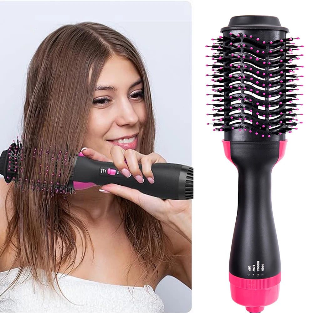 Hair Dryer Brush 3-In-1 Round Hot Air Spin Brush For Styling Frizz Control Blow Volumizer One-Step Auto-Rotating Curling Brush