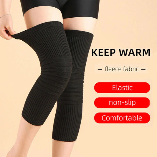 1 Pair Unisex Knee Support Sleeves Fleece Knee Pads Sports Compression Warm Anti-Slip Wrap Pads Joint Pain Injury Recovery