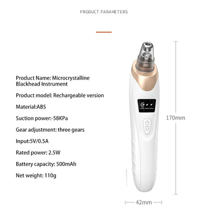 Xiaomi Blackhead Remover Vacuum Suction USB Rechargeable Facial Pore Cleaner Comedone Spot Acne Pimple Black Head Extractor Care