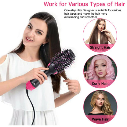 Hair Dryer Brush 3-In-1 Round Hot Air Spin Brush For Styling Frizz Control Blow Volumizer One-Step Auto-Rotating Curling Brush