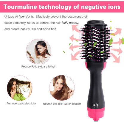 Hair Dryer Brush 3-In-1 Round Hot Air Spin Brush For Styling Frizz Control Blow Volumizer One-Step Auto-Rotating Curling Brush