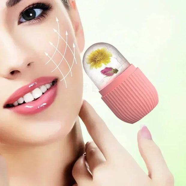 Facial Ice Cube Mold Silicone Freezing Beauty Swelling Face Massager