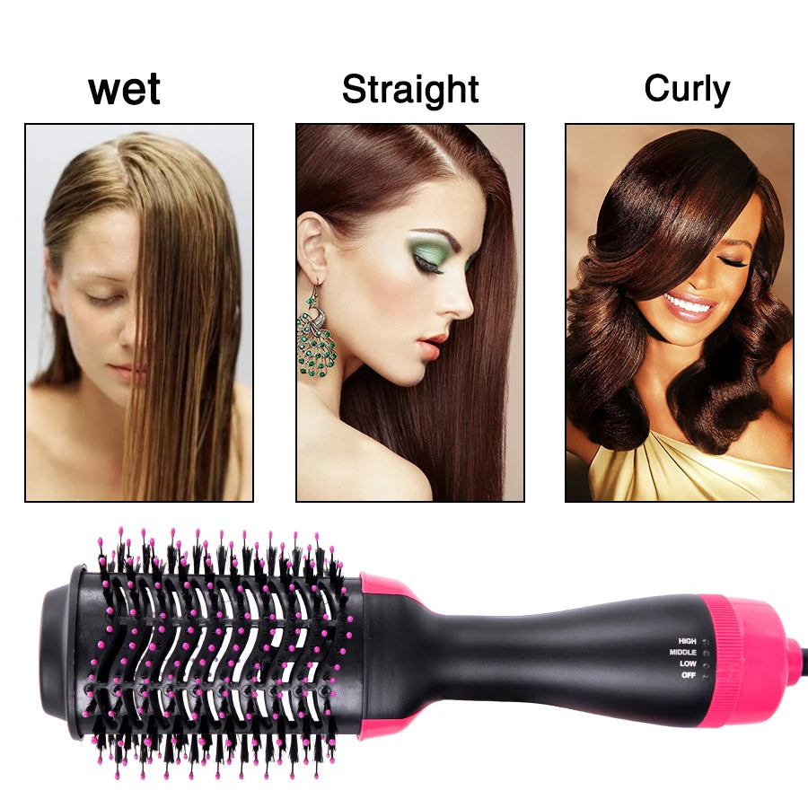 Hair Dryer Brush 3-In-1 Round Hot Air Spin Brush For Styling Frizz Control Blow Volumizer One-Step Auto-Rotating Curling Brush