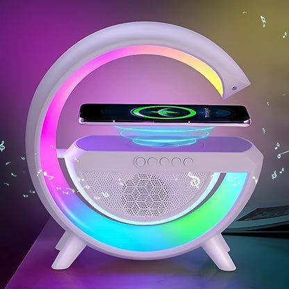 Wireless Charging Dock for Phones | G-Shaped RGB Lamp & Bluetooth Speaker (BT2301)