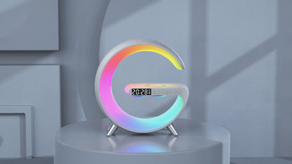 Wireless Charging Dock for Phones | G-Shaped RGB Lamp & Bluetooth Speaker (BT2301)